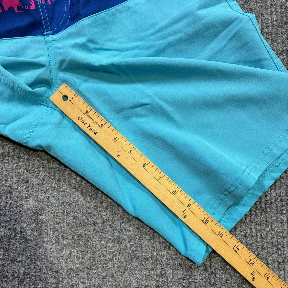 Airwalk Mens Board Shorts Size Medium Blue Tropical Panel Pull On Drawstring